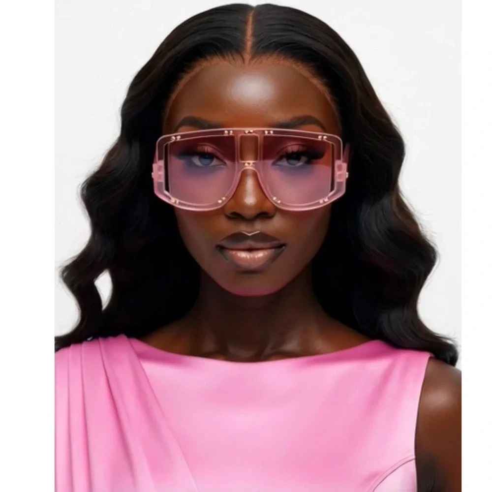Oversized Shield Sunglasses Women Fashion Visor Pink Lens UV400 Protection Gafas